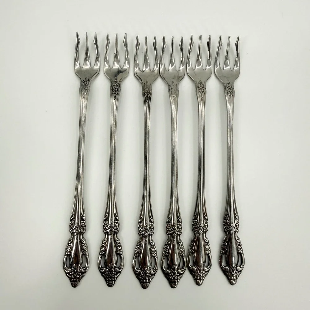 Oneida Distinction Deluxe Raphael Stainless Steel 6 Cocktail Seafood Forks 6